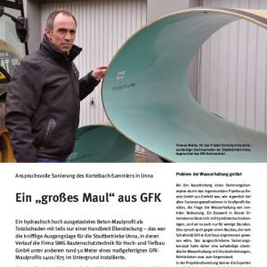 Artikel über die anspruchsvolle Sanierung des Kortelbach-Sammlers in Unna