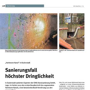 Artikel über die Sanierung des „Hartmann-Kanal” in Duderstadt